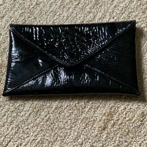 10 HOUR SALE THEN GONE Ted Rossi 9 x 5 Black Patent Leather Clutch Evening Bag